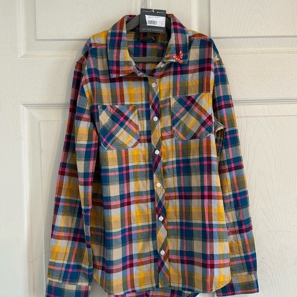 NWT Eddie Bauer plaid girls button up size L(14) - Picture 1 of 3